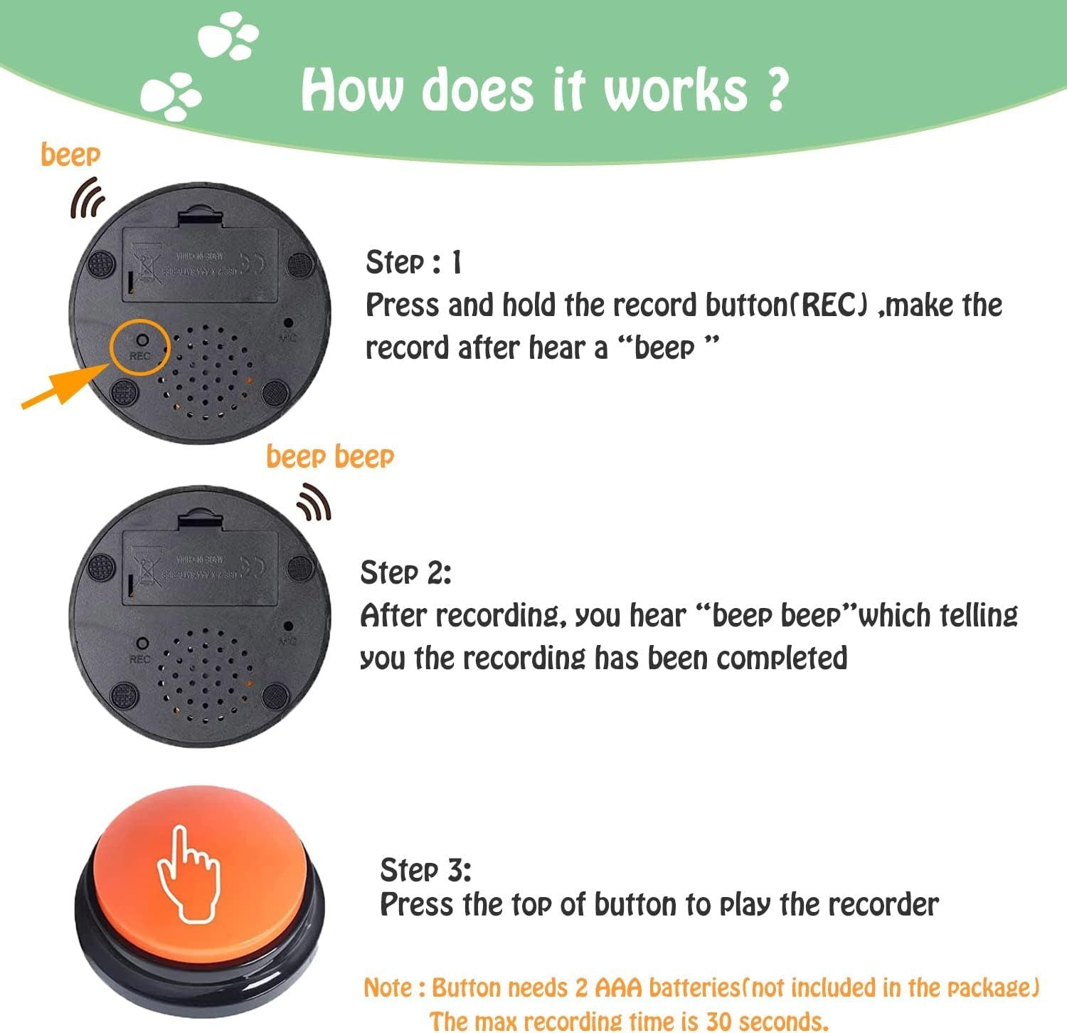Dog Training Voice Recording Button